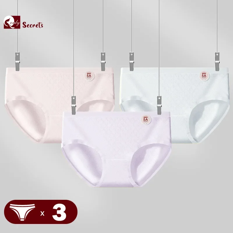 

3PCS/Lot Briefs Cotton Antibacterial Crotch Underwear Panties Female Breathable Women Middle Waist Lingere Seamless Intimates