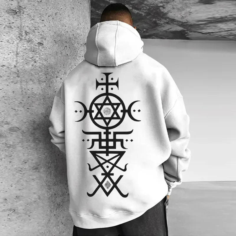 

Men's Symbol Printed Casual Loose Fleece Thickened Hoodie