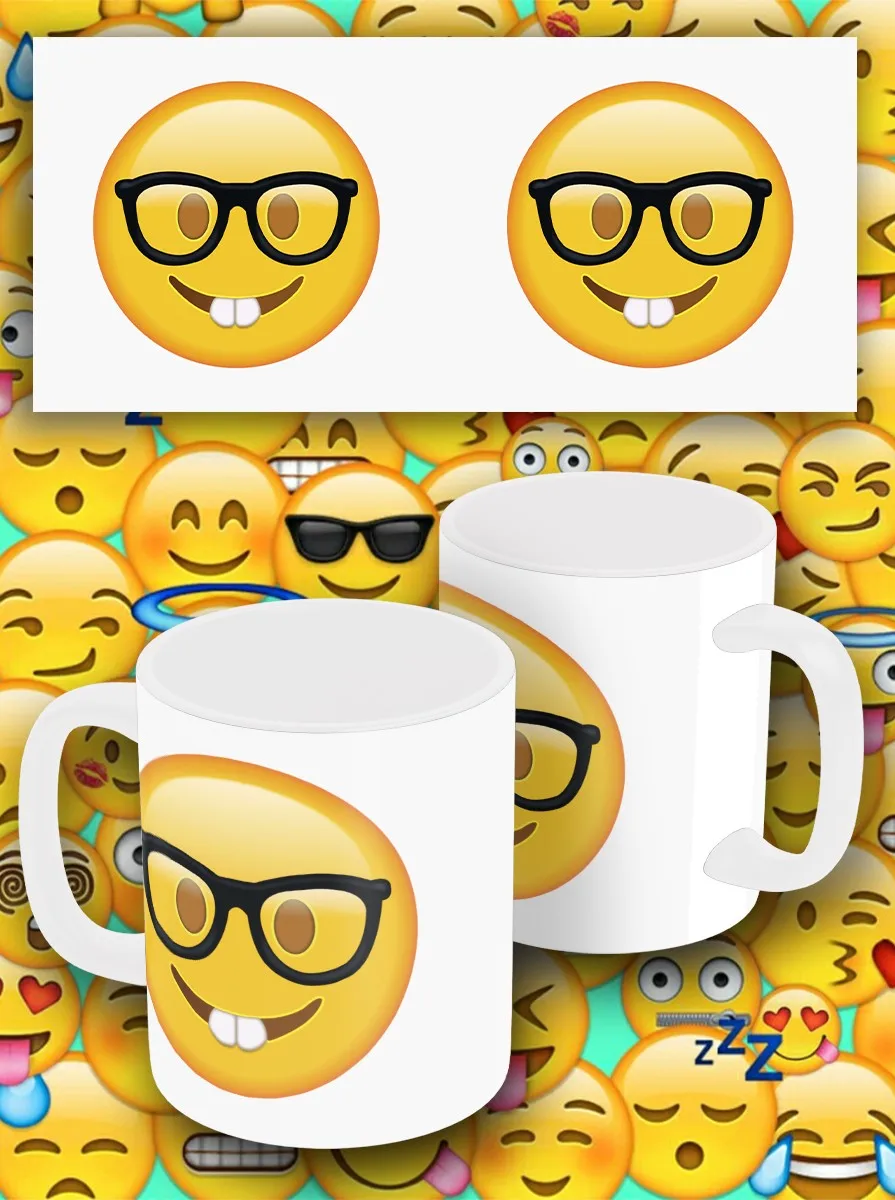 Кружка белая мемы эмодзи для воды чая кофе с принтом смайлик emoji очками - 7451 |