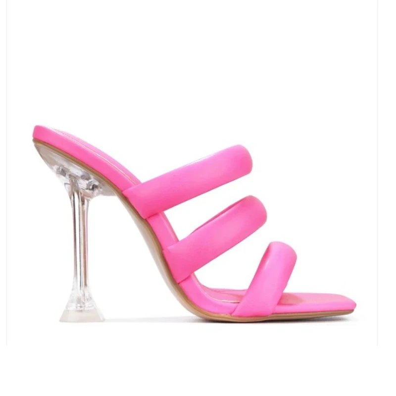 

Женские летние сандалии, шлепанцы на высоком каблуке-шпильке, сланцы, дамские качественные дизайнерские сандалии на высоком каблуке для же...