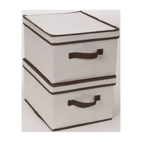 

Canvas Storage Box with Brown Trim Desk organizer Kitchen storage & organization Collapsible storage box Storage box with lid Pl