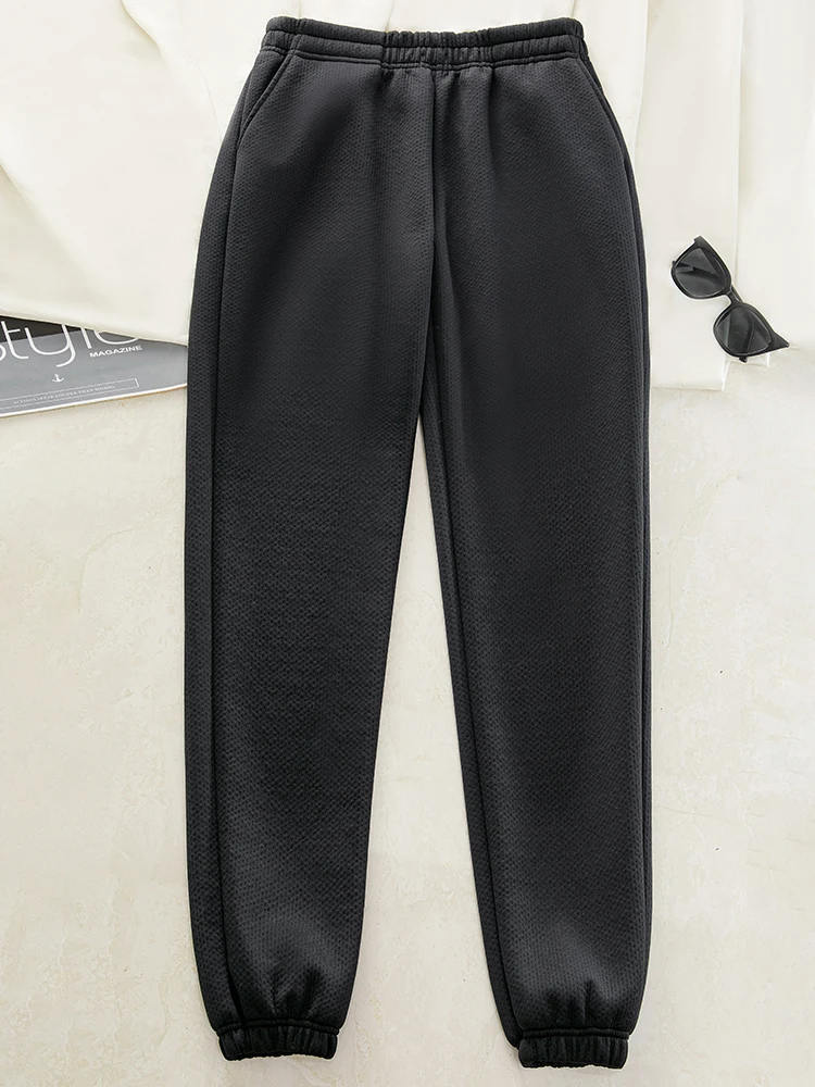 

HOUZHOU Casual Sweatpants Women Spring New Kpop Basic High Waist Textured Black Sport Jogger Pants Korean Fashion Streetwear