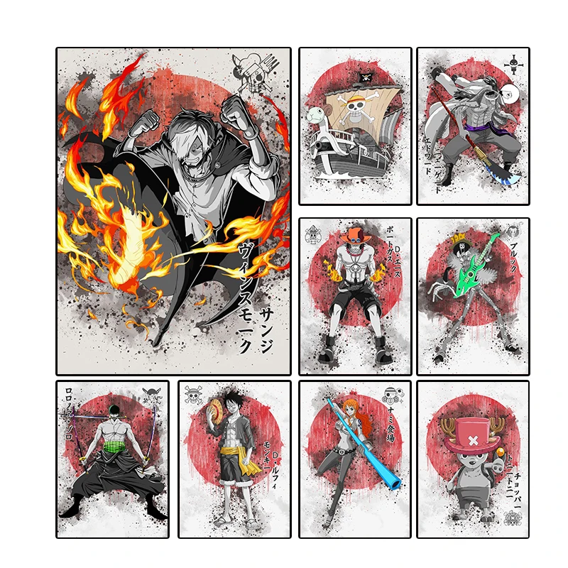 

Японское аниме, холст, картина, One Piece Luffy Roronoa Zoro, настенный постер, печать, роспись, картина для гостиной, украшение для дома