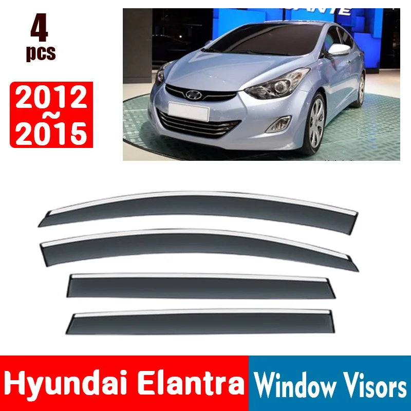 FOR Hyundai Elantra 2012-2015 Window Visors Rain Guard Windows Rain Cover Deflector Awning Shield Vent Guard Shade Cover Trim
