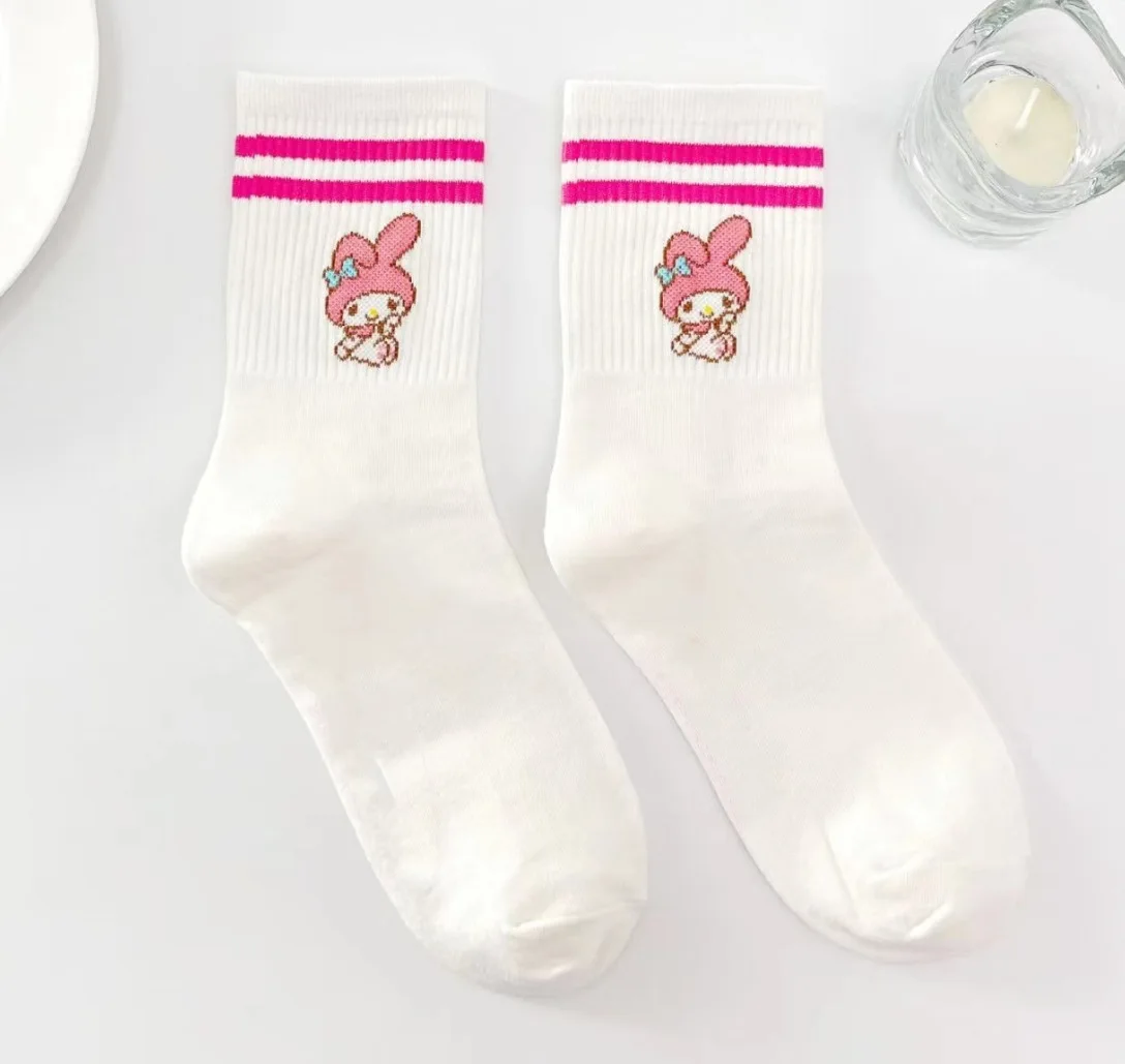 Мультяшные носки Sanrio MyMelody розовые из чесаного хлопка женские милые с кроликом
