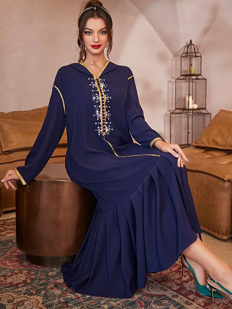 Рамадан ИД Мубарак кафтаны для женщин Дубай абайя, арабское Турция Ислам Мусульманское длинное платье длинное женское платье Caftan создан