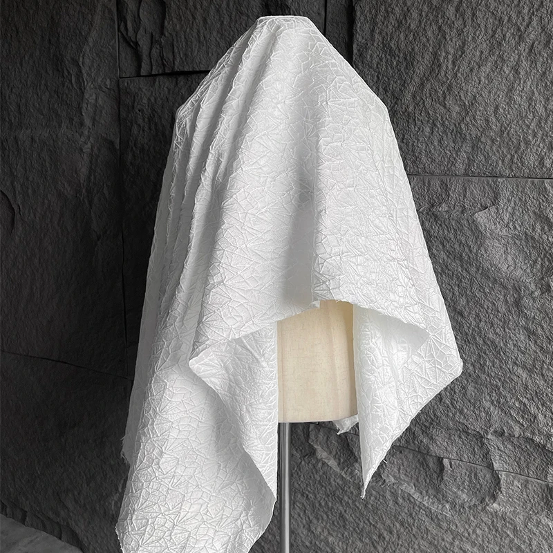 

Текстурированная жаккардовая ткань, белая Сумочка, куртка, одежда, дизайнерская оптовая продажа, ткань «сделай сам», шитье по метрам, полиэстер