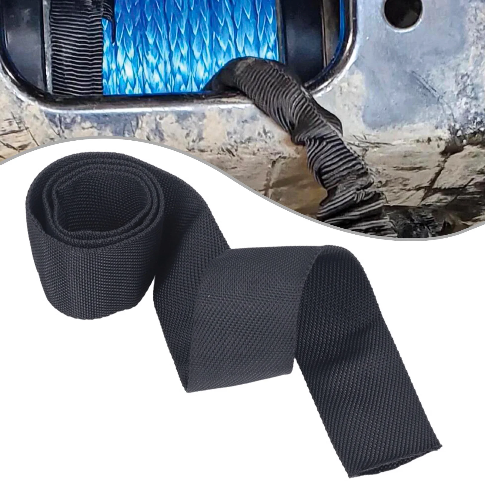 

Winch Rope Protector Polyester Winch Rope Protective Sleeve Black Universal for 3cm/1.18in Width Cable Line