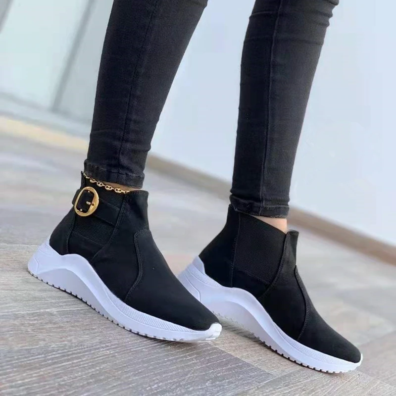

2022 New Autumn New High-top Sneakers Women Size 43womens Shoes Shoes for Women Sneakers Metal Accessories Zapatos De Mujer