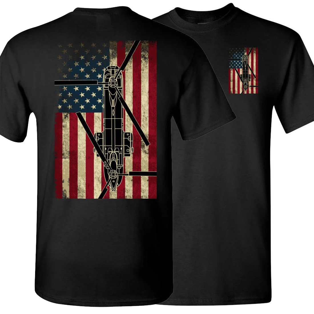 

American Flag CH-46 SeaKnight Transport Helicopter T Shirt. Short Sleeve 100% Cotton Casual T-shirts Loose Top Size S-3XL
