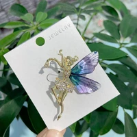 dmari women brooch korean fashion style cute elf insects with crystle wings lapel pins party accessories luxury jewelry2022