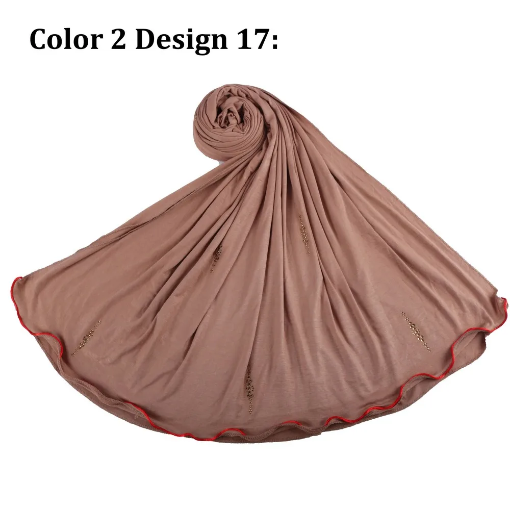 one side Redline D17  Cotton Muslim Headscarf Jersey Hijab Wrap Scarf Islamic Women Turban Head Shawls