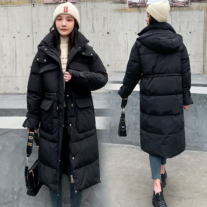 2022 New Winter Jacket Women Parka Fashion Long Coat Hooded Parkas Loose Warm Snow Wear Cotton Padded Winter Clothes