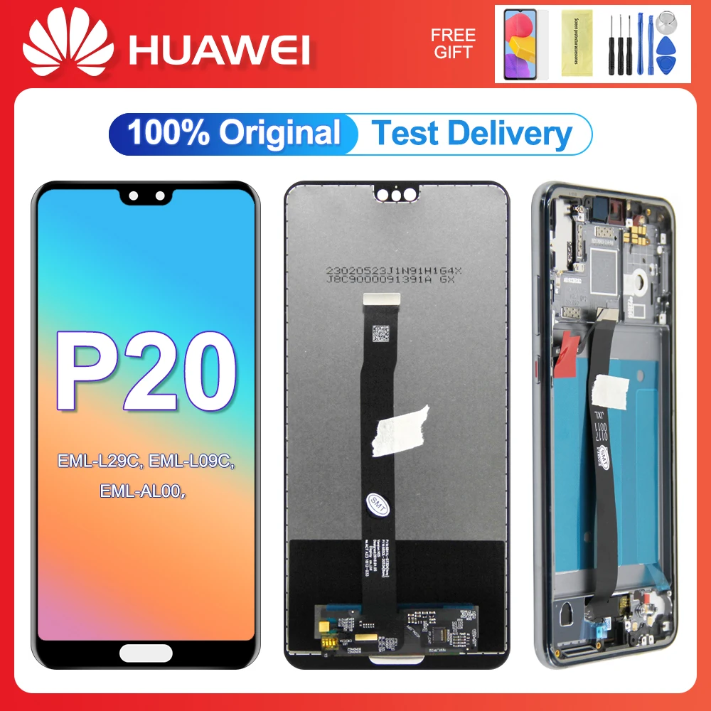 

5.8" Original Screen For Huawei P20 LCD Display Touch Screen Digitizer Assembly Replace ML-L29 L22 L09 AL00 With Fingerprint