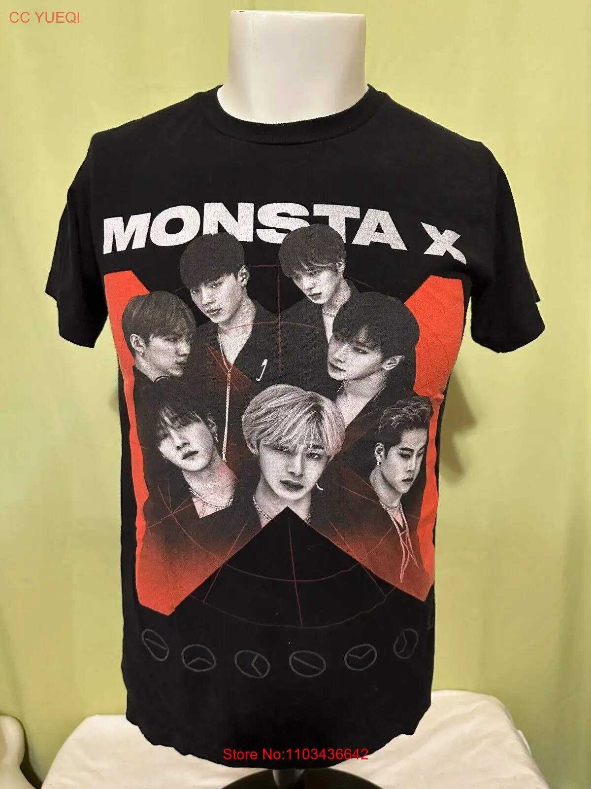 Мужская черная футболка Monsta X K Pop размер среднего размера
