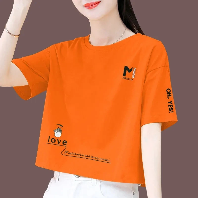 

Punk Summer T Shirt Women Tops Korea Style O-neck Short Sleeve Print Tshirt Streetwear Girls Fashion Loose Cotton T-shirt