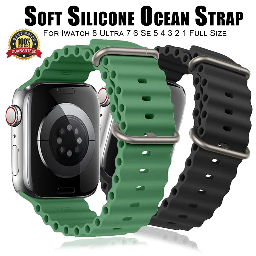 

Ремешок Correa Мягкая силиконовая лента для Apple Watch S8, ремешок 40 мм 44 мм iWatch Ultra Series 7 6 5 4 SE, новые браслеты Ocean 41 мм 45 мм 49 мм