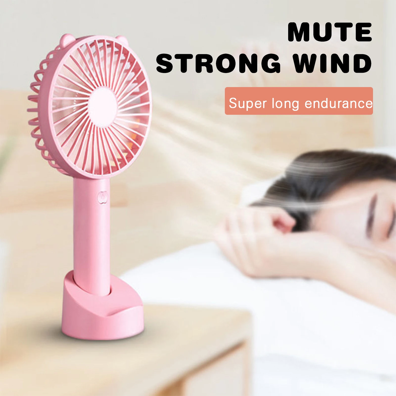 

Summer Cute Handheld Portable Fan with 3 Speeds USB Charging Operated Small Fan Handheld Air Conditioner for Travel EL