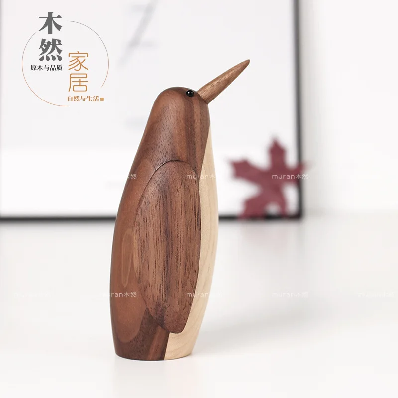 

Nordic Solid Wood Home Decoration Penguin Puppet Ornament Creative Novelty Practical Home Decoration