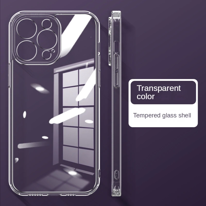 Transparent anti Drop lens fully Wrapped in Tempered glass shell For iphone14 13 12 11 Pro Max 12 13 Mini X XS XR SE 7 8 Plus
