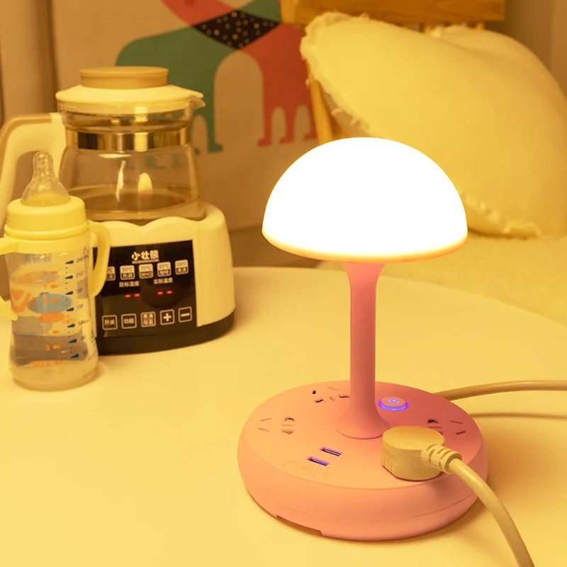 Lamp socket with remote control night light plug board with cable bar Plug Creative gift Student plug board USB plug bar