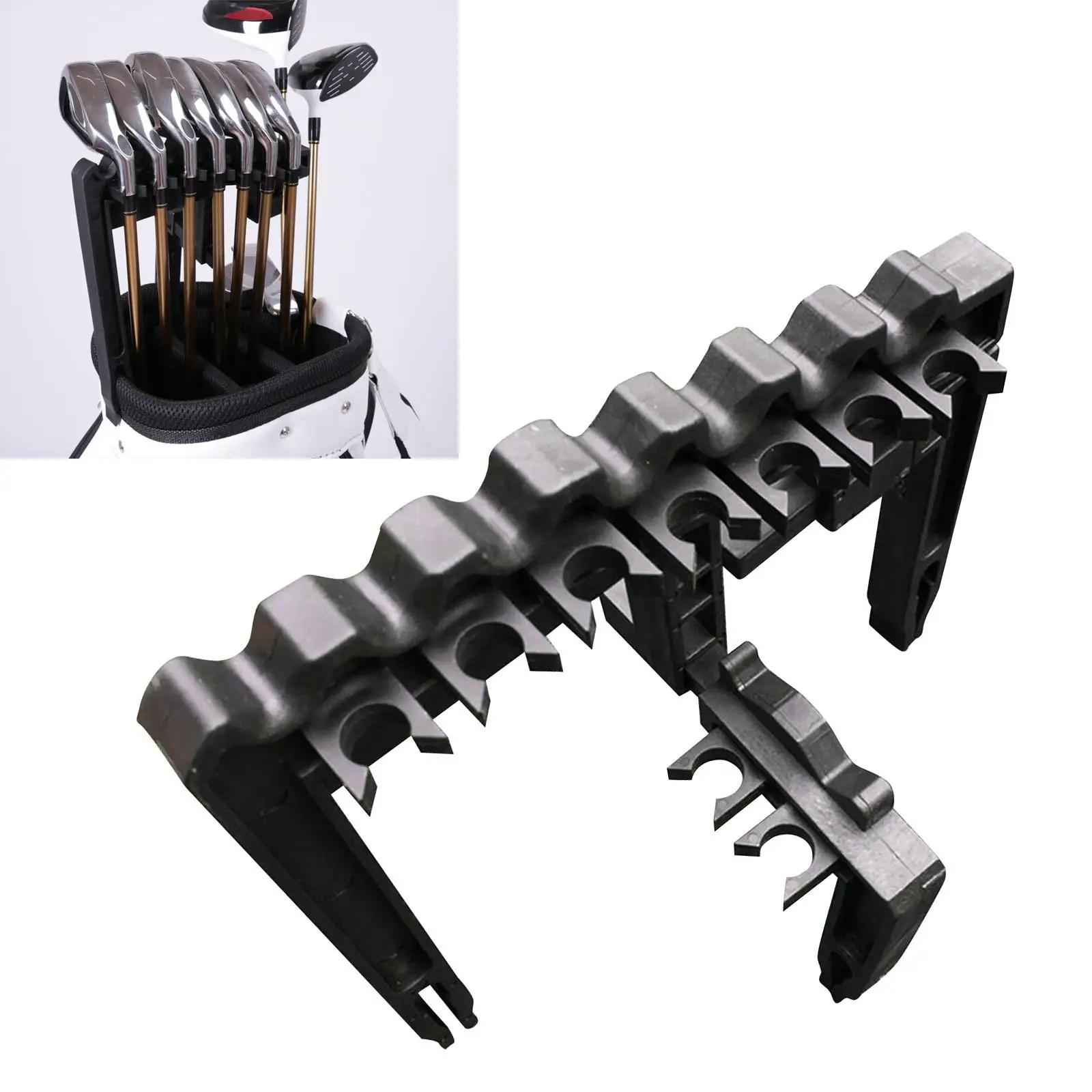 

Golf 9 Iron Club Stand Clamp Holder Bag Organizer Plastic Protector Sport