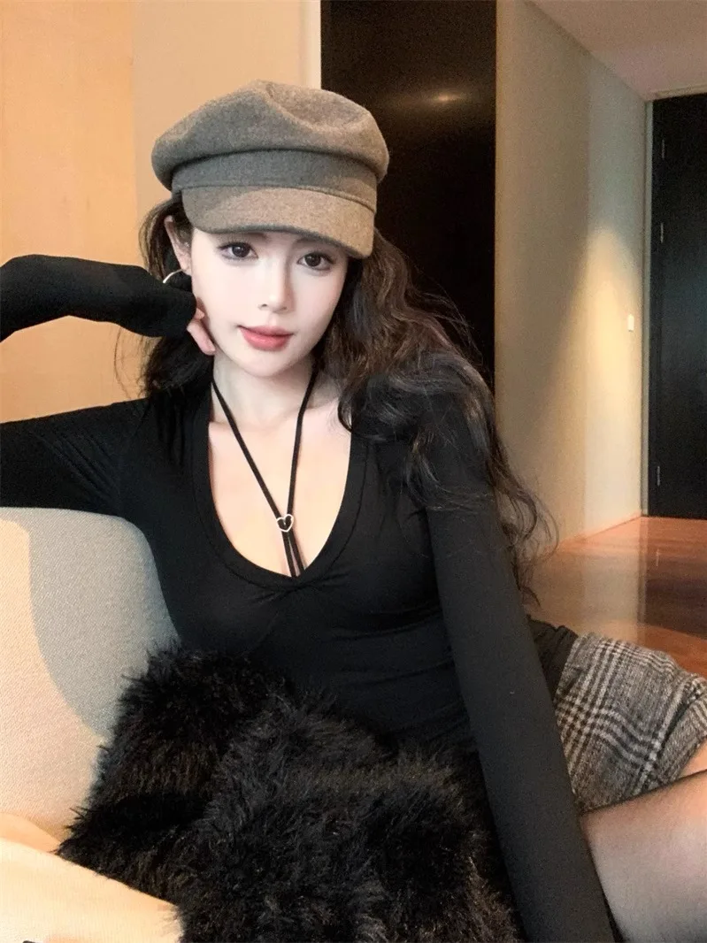 Pure Desire Gyaru Сексуальный топ с глубоким вырезом и v-образным висячим воротником