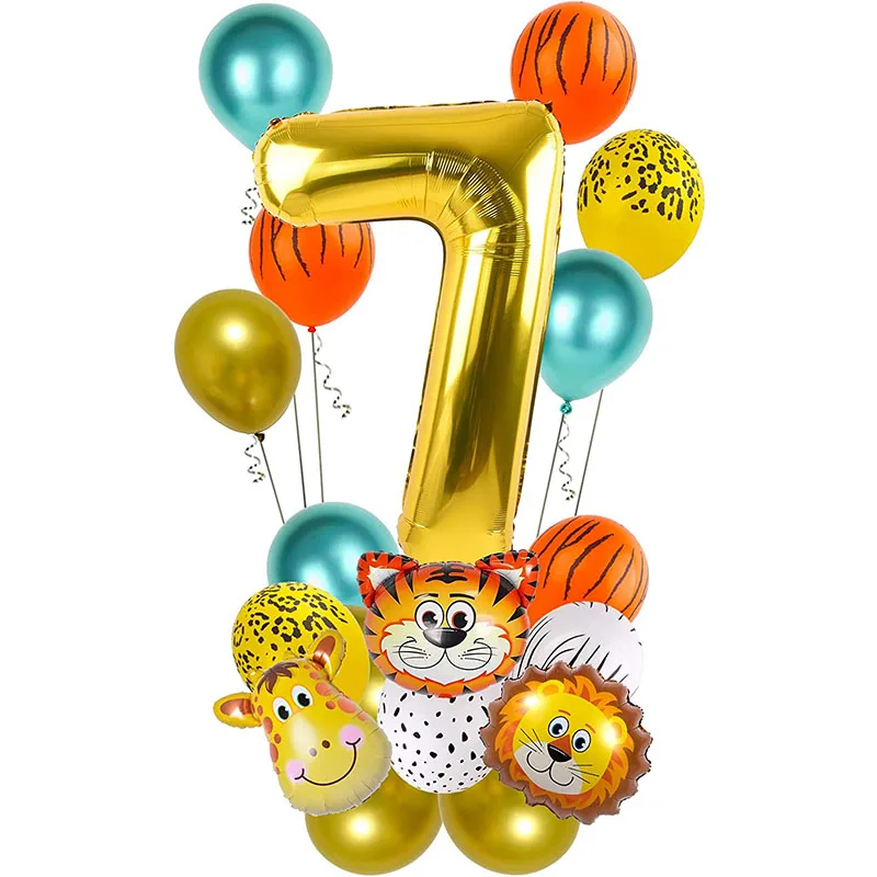 

Wild Jungle Safari Animal Balloons Sets Numbers Balloons For Animal Themed 7 Years Old Kids Birthday Party Balloons Decorations