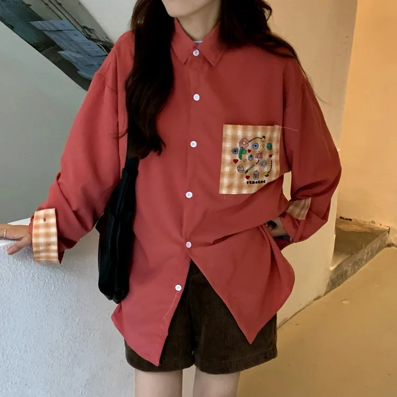 

Early Spring 2022 New Women Harajuku Oversized Long Sleeve Shirts Fashion All-Match Casual Chic Lazy Style Blousers Girls Ins