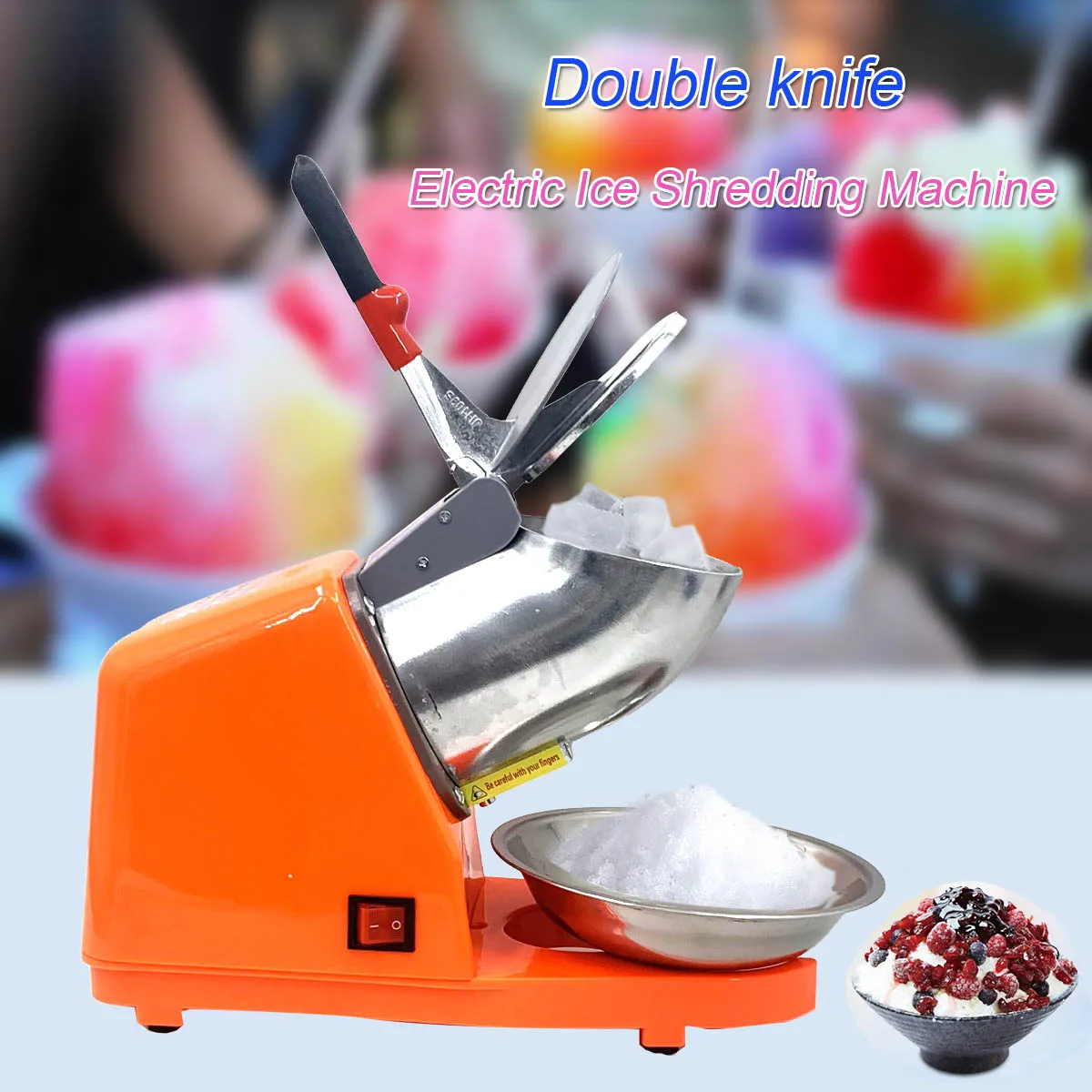 

300W Sharp Blades Ice Shaver Crusher Efficient Double Electric Snow Cone Machine For Restaurant Bar Club 143 Lbs/H (65 Kg/H)