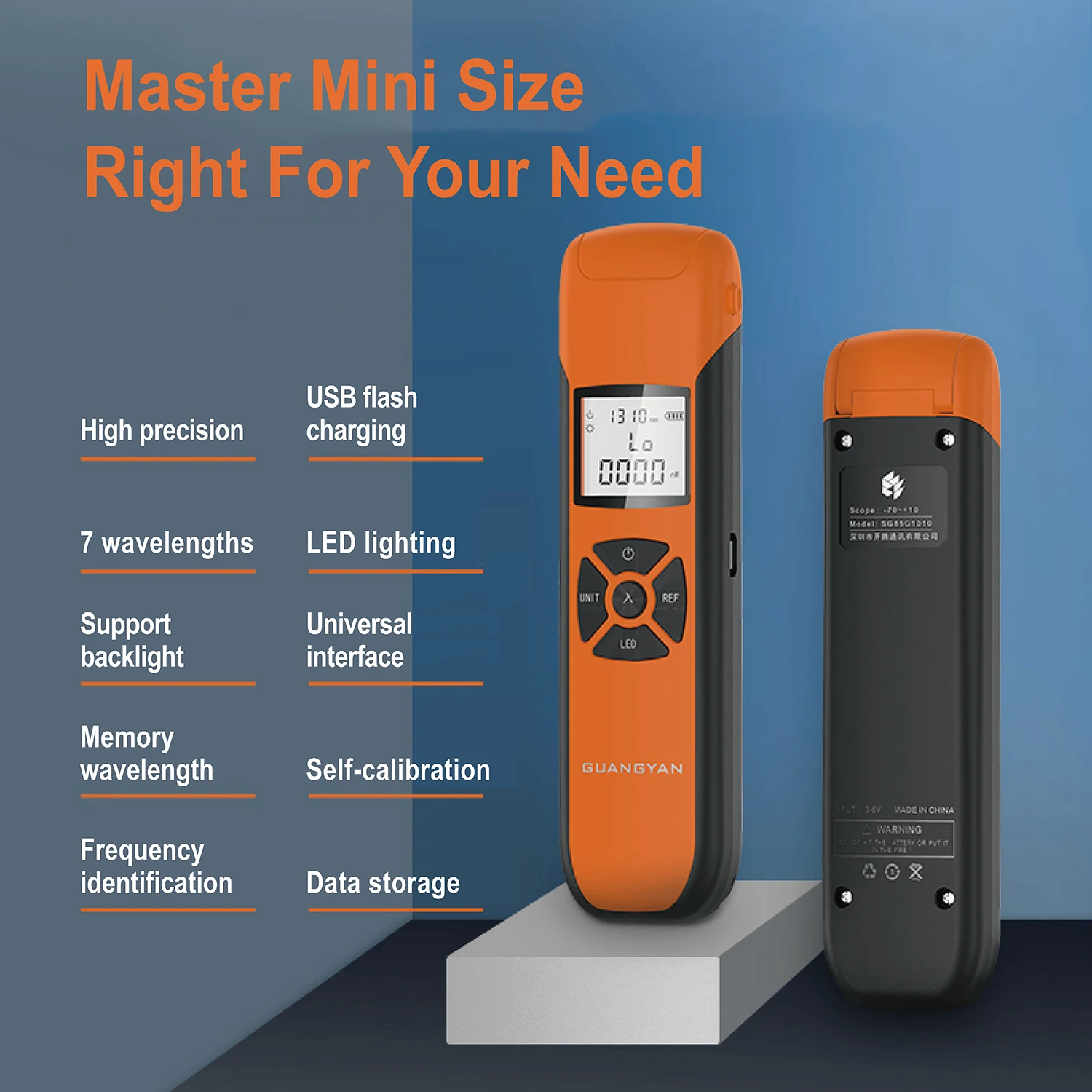 Free Shipping G10 Optical Power Meter High Precision Rechargeable Battery Fiber Optic Power Meter With Flash Light OPM