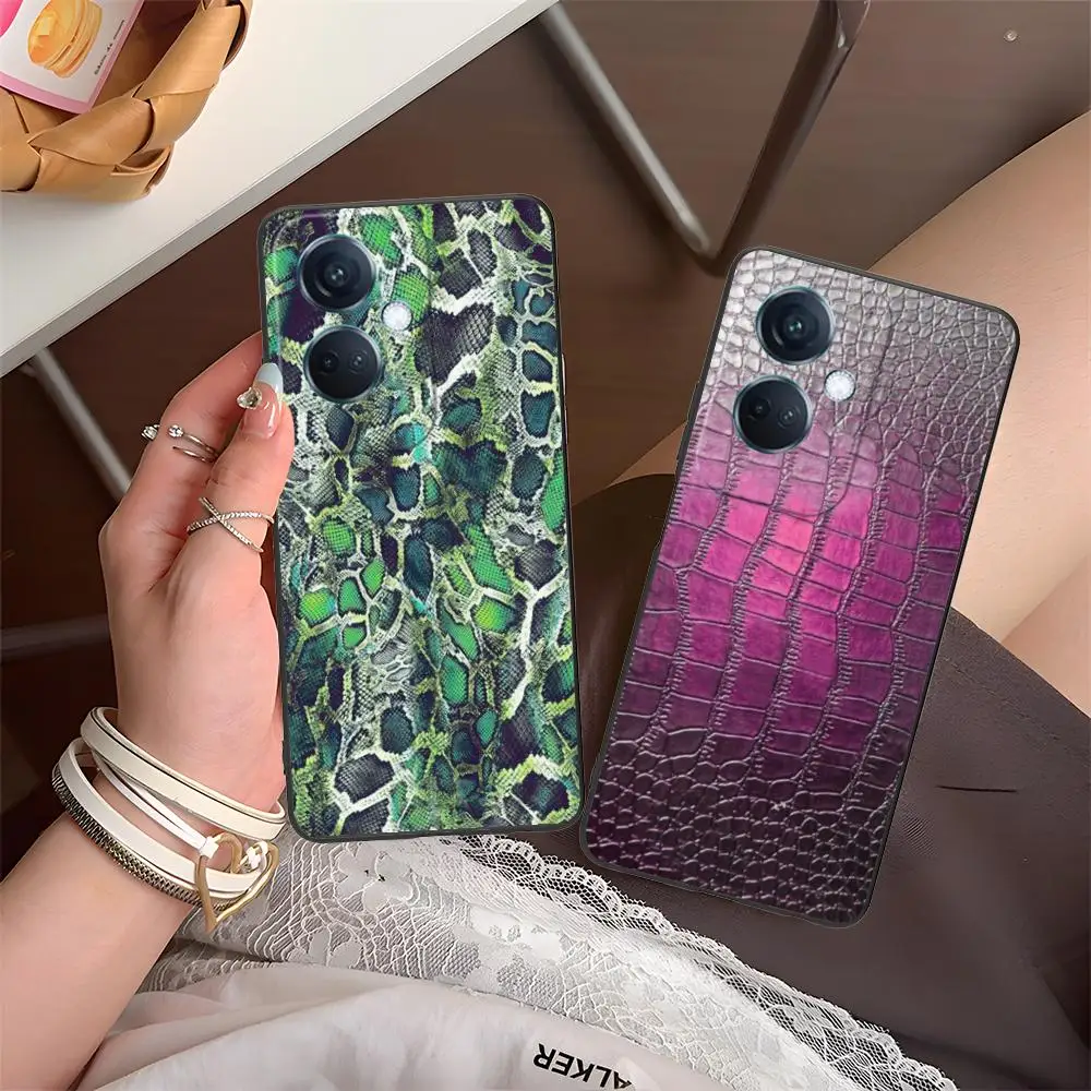 Фото Роскошный чехол для телефона с текстурой змеиной кожи для OPPO Reno 14 13 12 11 10 9 8 7 6 5 F T Pro 5G, мягкий противоударный чехол из ТПУ №3