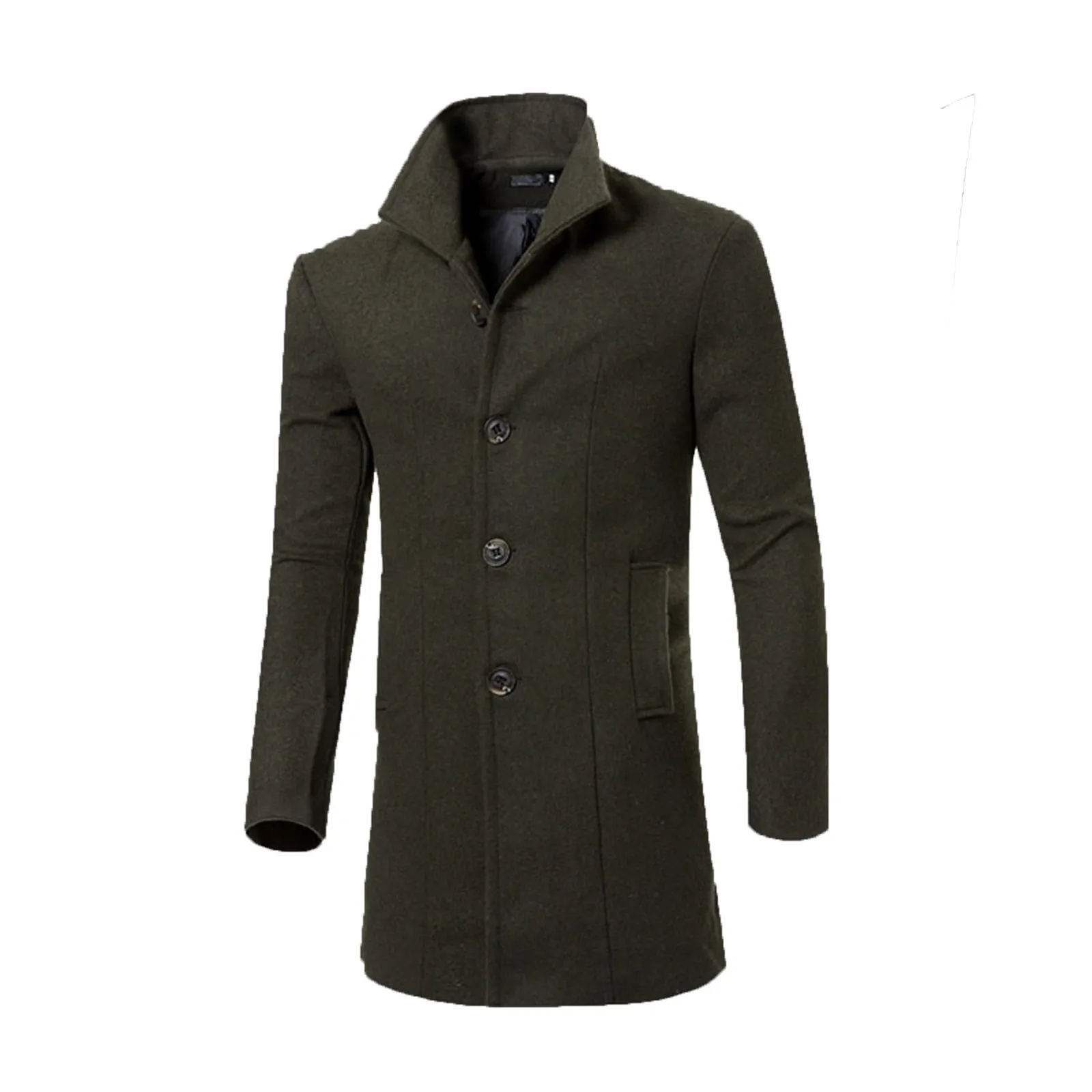 

Men's Solid Color Stand-collar Lengthened Office Jacket Long Sleeved Splice Button Fit Formal Banquet Coats