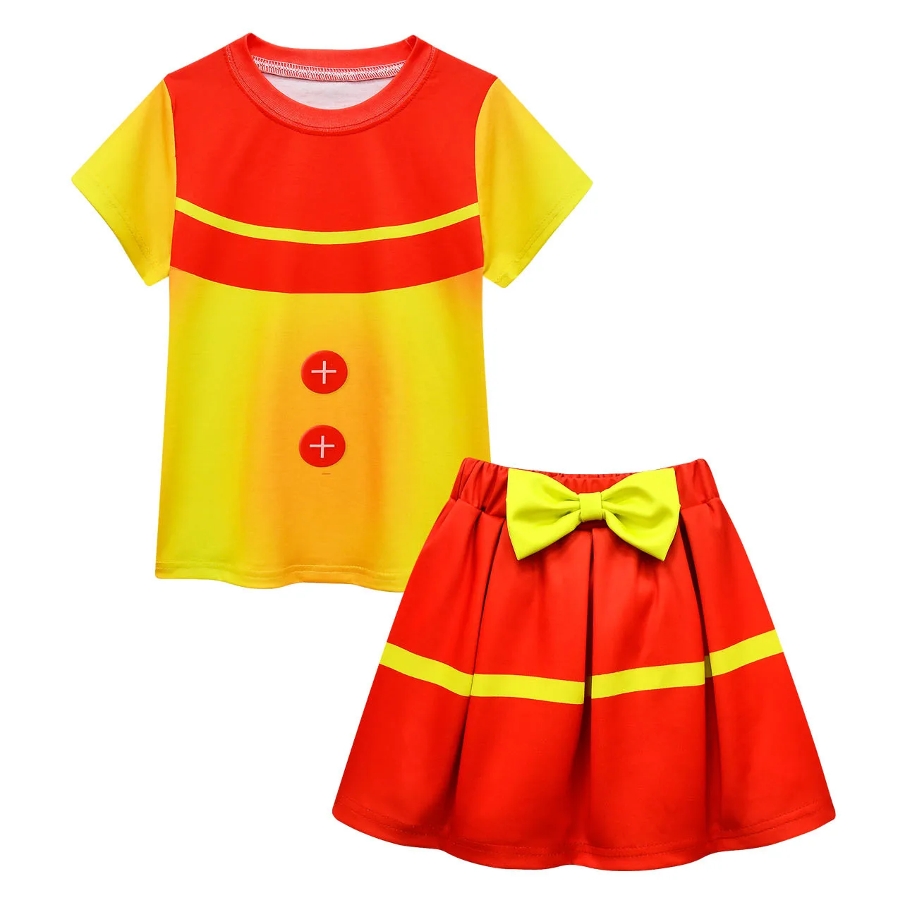 2023 Kids Sundrop FNAF Sun clown Cosplay Halloween Costume Baby Girls Princess Dress sets+bag Children Birthday Party Clothing images - 6