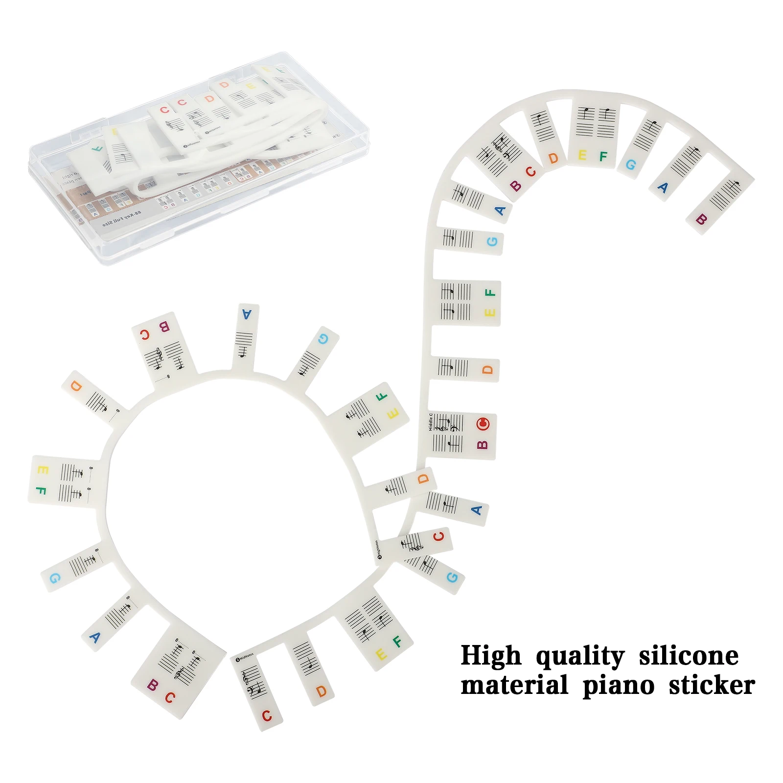 

Piano Note Strip Musical Instrument Accessories Colorful Easy To Remove Silicone 61-key Piano Beginner's Guide Sticker