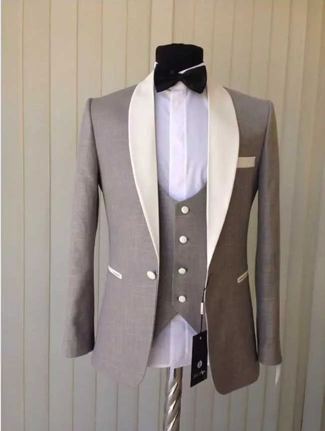 

2022 new groomsmen groom tuxedo round lapel men's suit wedding groomsman suit jacket (jacket + pants+ vest + tie + handkerchief)