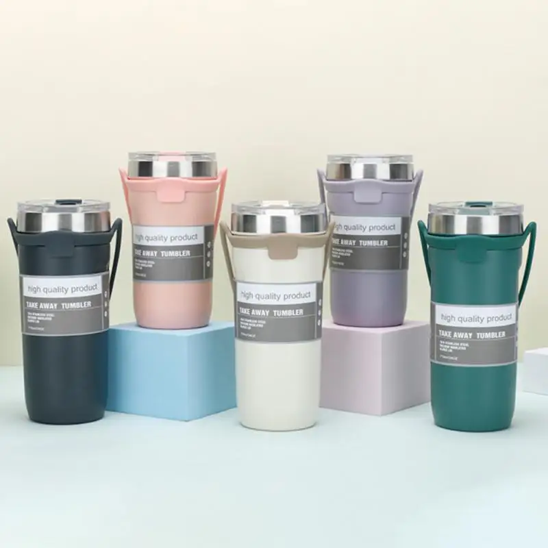 

550ml/710ml Double Layer Insulation Cup Silicone Practice Drink Cup Thermos Cup Eco-friendly 304 Stainless Steel Vacuum Flask