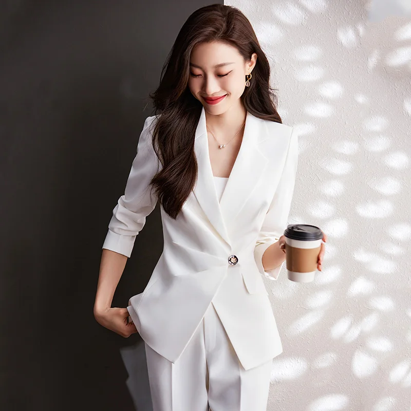 White suit coat Women's autumn dress High-end professional dress Temperament goddess Formal dress Suit suit Work clothes Autumn