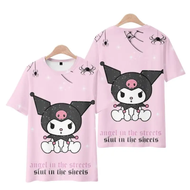 

Kawaii Sanrioed Kuromi My Melody Men's and Women's Summer Casual Thin Adult Children's Short-Sleeved T-Shirt Toys for Girls
