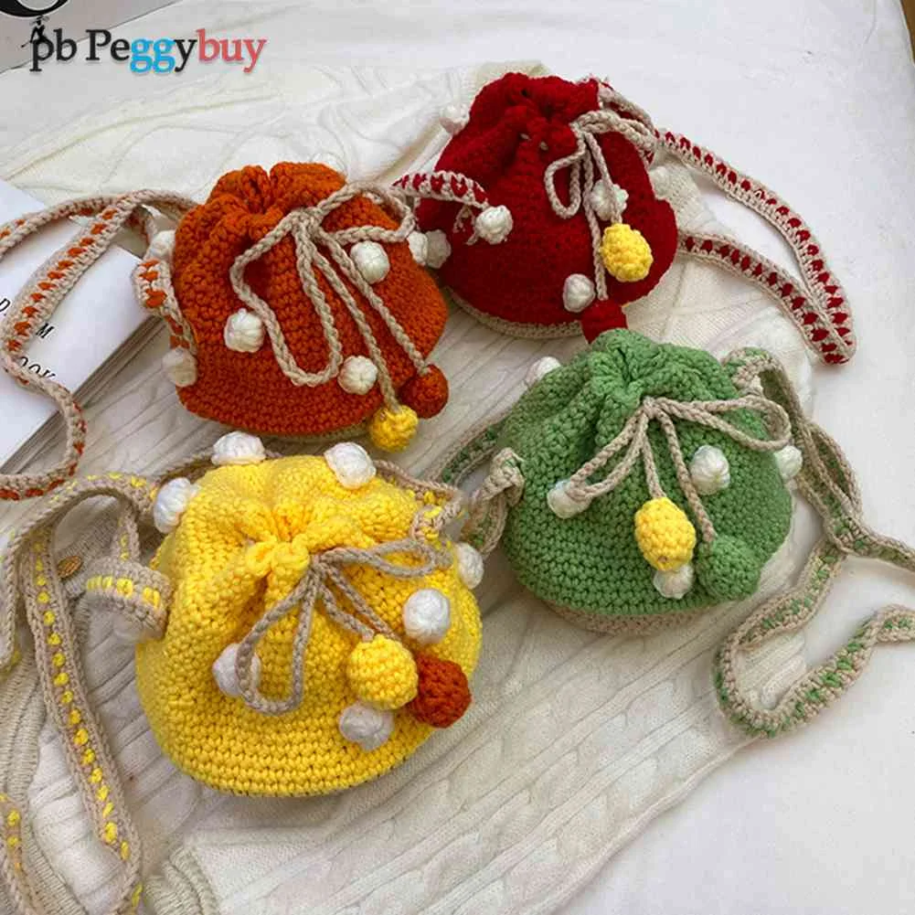 

Fashion Women Mushroom Crossbody Bag Knit Hit Color Shoulder Bags Crossbody Bags Mini Purse for Travel Gathering