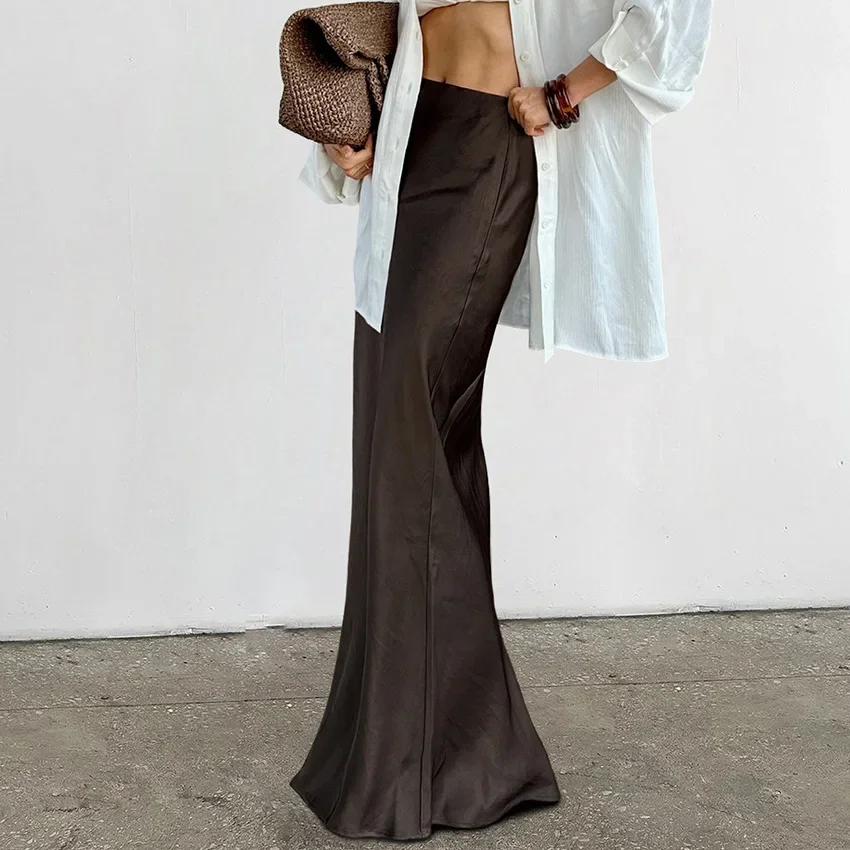 Женская одежда 2024 осенне-зимняя классическая коричневая юбка в стиле ретро