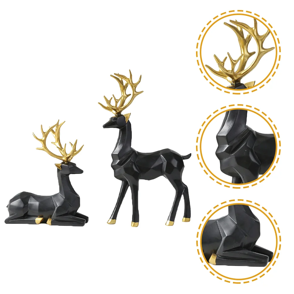 

2 Pcs Origami Elk Ornaments Deer Christmas Decor House Decorations Home Animal Resin Decorative Objects Reindeer