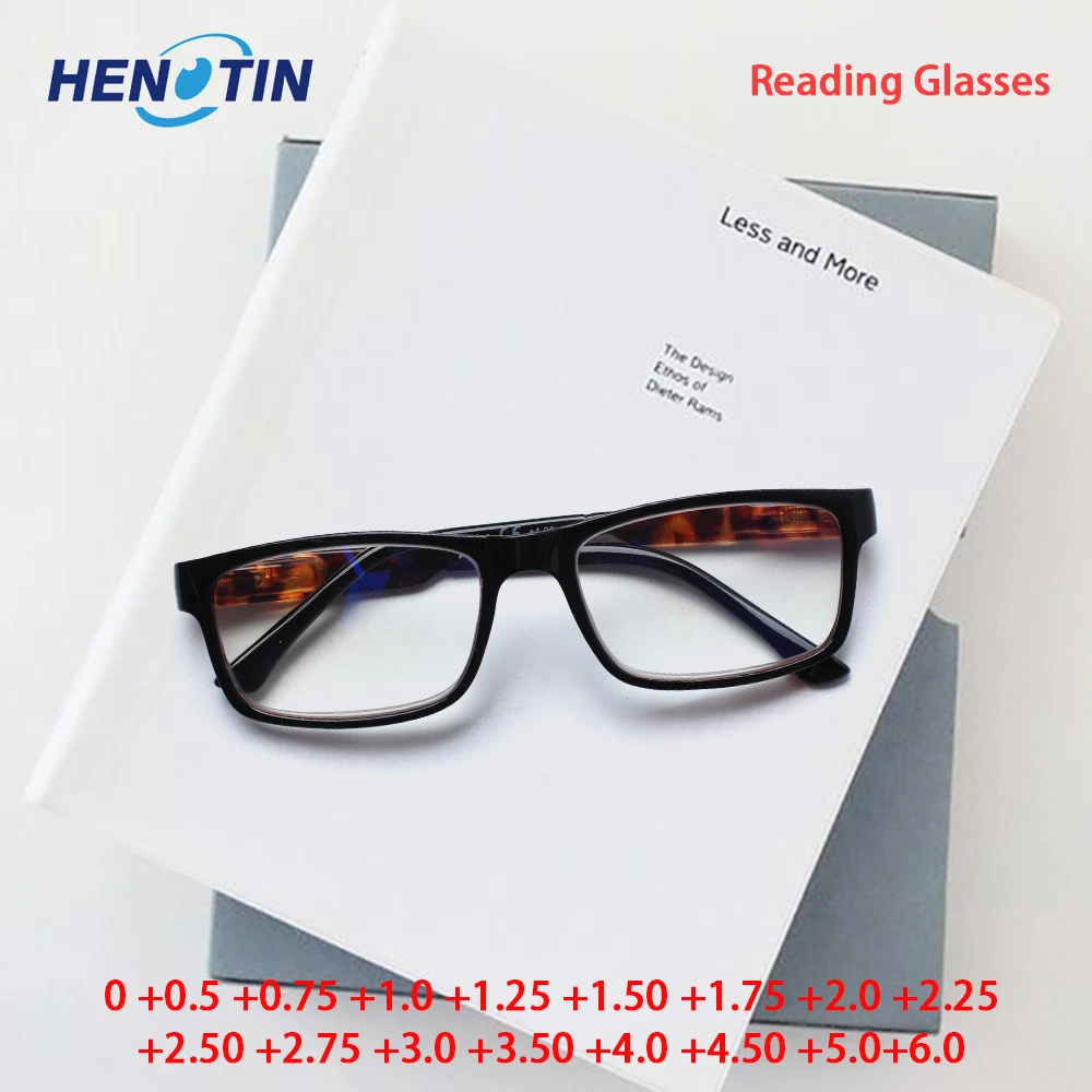 Купи Henotin Rectangular Frame Reading Glasses Goggles Eye Protection For Men Women Magnifier Diopter 0 To 6.0 за 540 рублей в магазине AliExpress