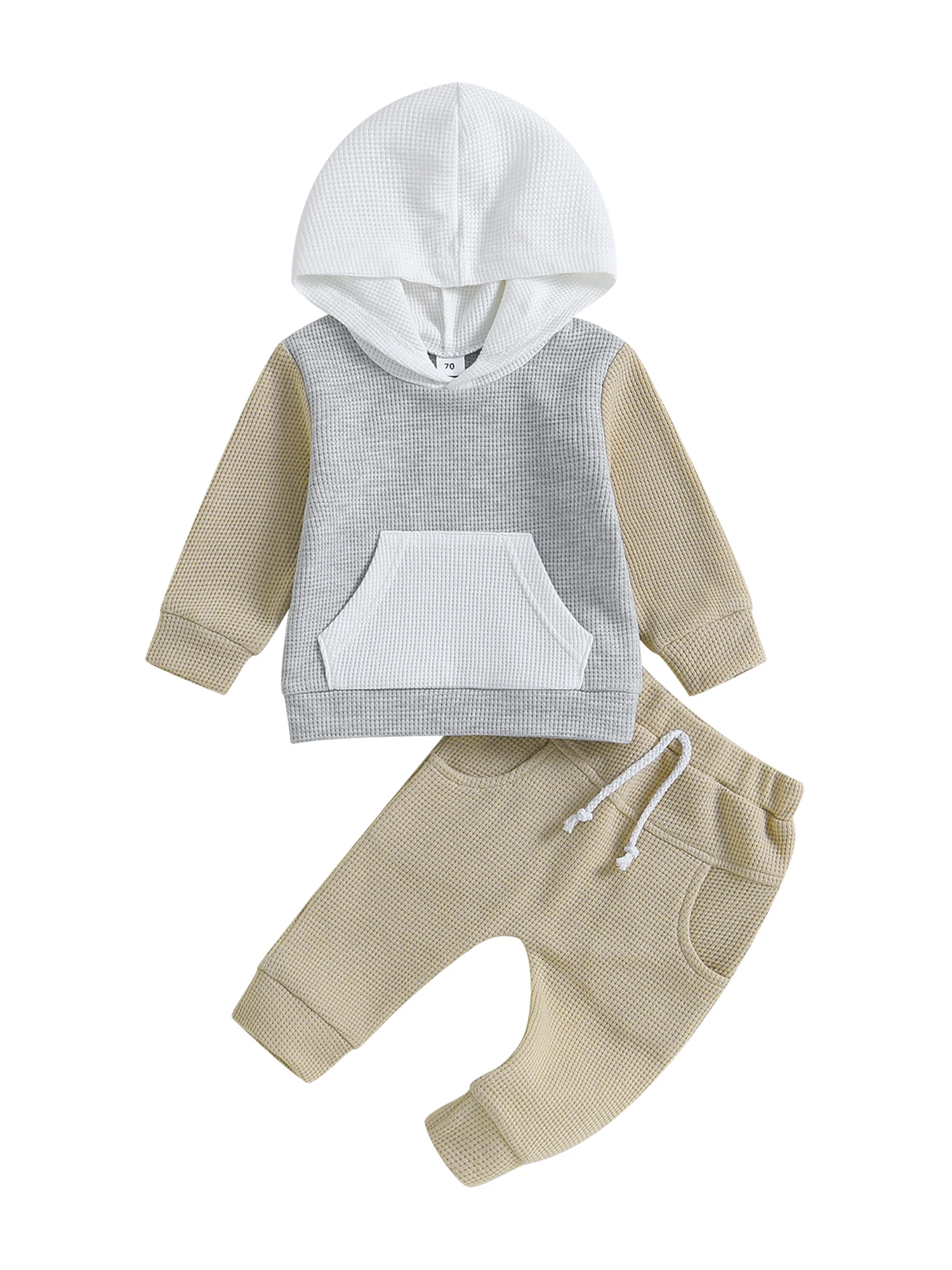 

Adorable Baby Boy Fall Clothes Set with Hooded Pullover and Casual Pants in Contrast Colors for a Stylish Look - Perfect for