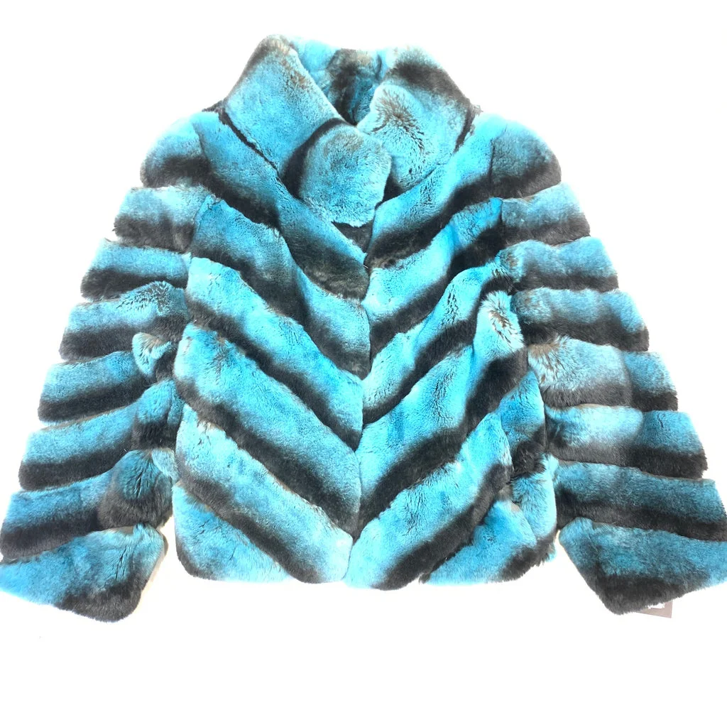 

Chinchilla Women Winter Print Color Real Rex Rabbit Fur Jacket Genuine Luxury Rabbit Fur Coat