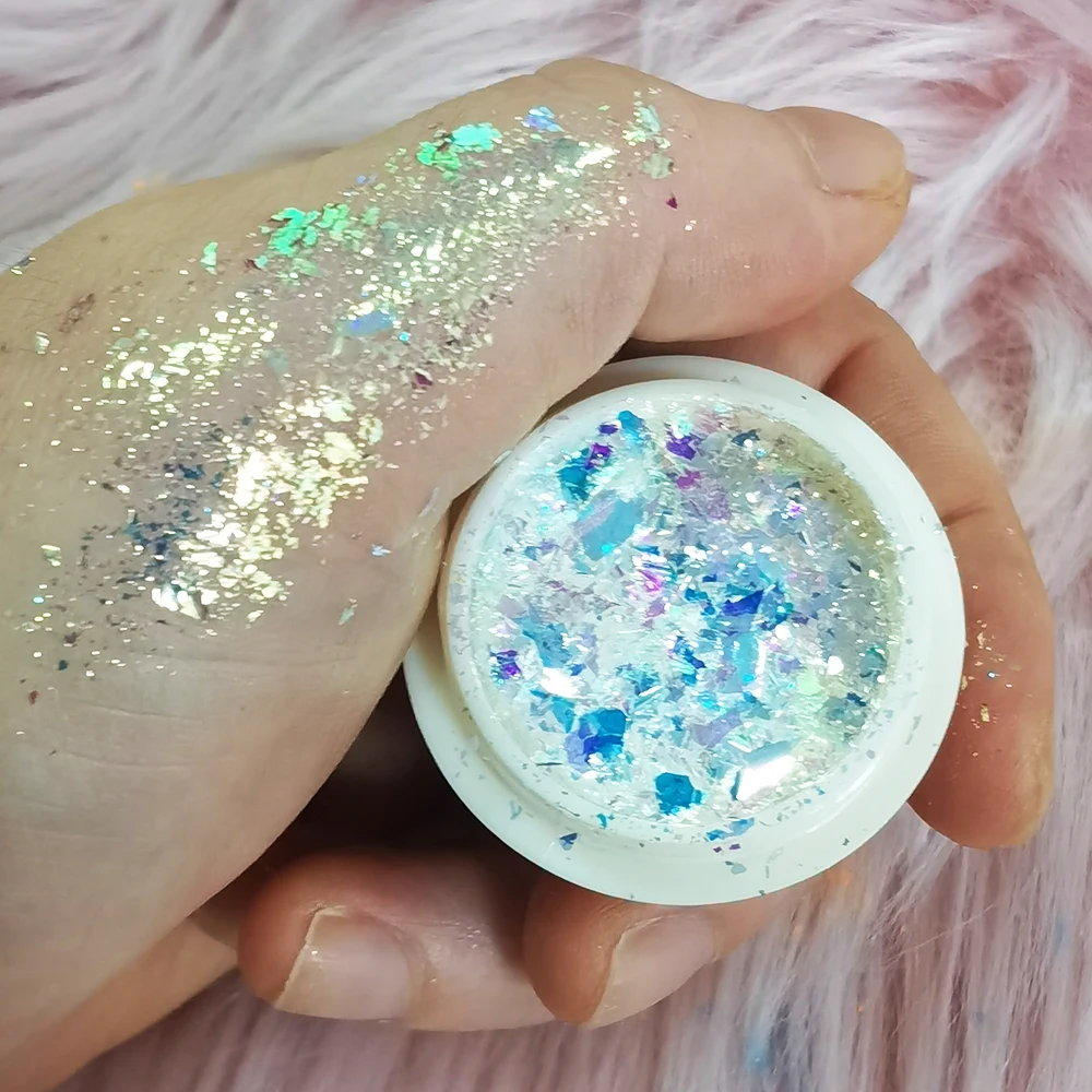 

1 Jar Opal Nail Art Glitter Flakes Holographic Aurora Iridescent Pigment Ultra Thin Fragments Mermaid Paillettes Sparkly Sequins