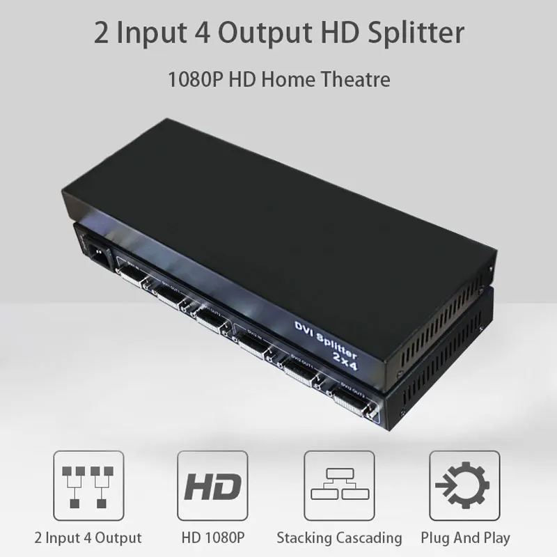 Настенный разветвитель для ЖК-экрана, 2 в 4 выхода, HD1080p