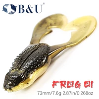 bu 73mm frog floating lure curved tail artificial wobblers fishing lures soft baits silicone shad worm bass lure souple