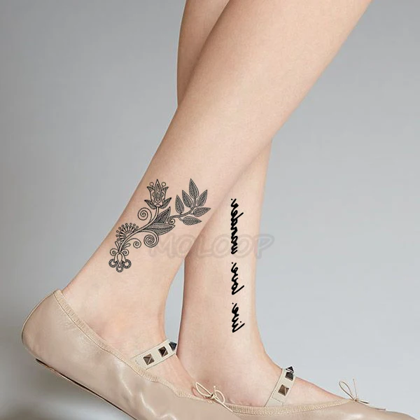 

Waterproof Temporary Tattoo Sticker datura flowers plant totem letter band Tatoo Stickers Flash Fake Tattoos for girl Woman man
