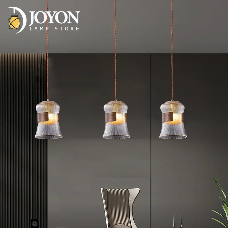 Modern Pendant Light Nordic Wood Glass Hanging Lamp Kitchen Light Fixtures Dining LED Hanglamp Living Room Indoor Deco Luminaire